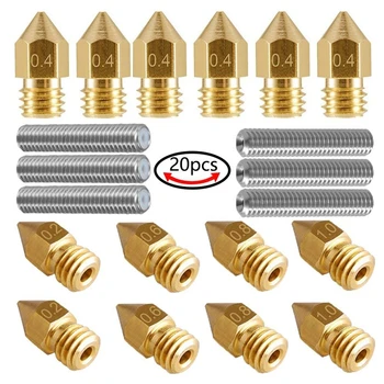 

14Pcs 3D printer nozzle M6 brass extruder nozzle print head and 30MM length extruder 1.75MM tube for MK8 Makerbot Reprap