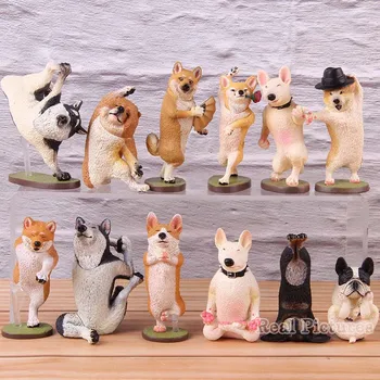 

Animal Life Siberian Husky Action Figure Dancing Dog Chow Bull Terrier Collectible Toy 6pcs/set