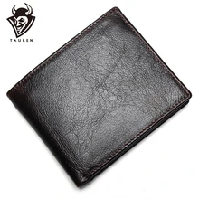 Натуральная кожа мужской бумажник премиум Продукт настоящие воловья кожа бумажники для мужчин короткие черные Walet Portefeuille Homme
