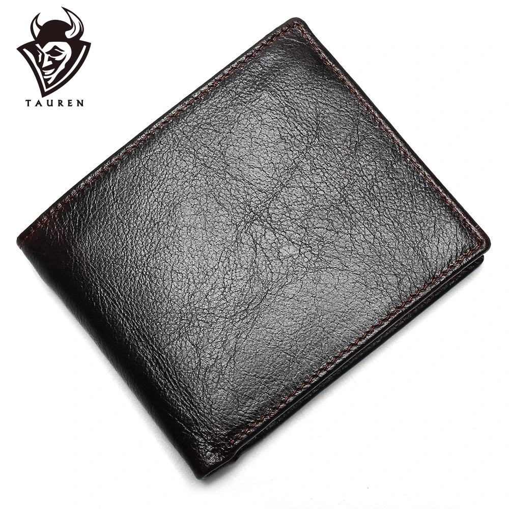 

100% Genuine Leather Mens Wallet Premium Product Real Cowhide Wallets For Man Short Black Walet Portefeuille Homme