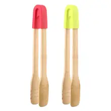 Деревянный зажим для барбекю буфета, щипцы для приготовления хлеба, стейка, кухонный зажим, инструмент для подачи масла с кистью, инструмент для барбекю