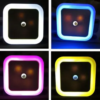 

Mini LED Light Sensor Control Night Light Square Bedroom Lamp EU US Plug