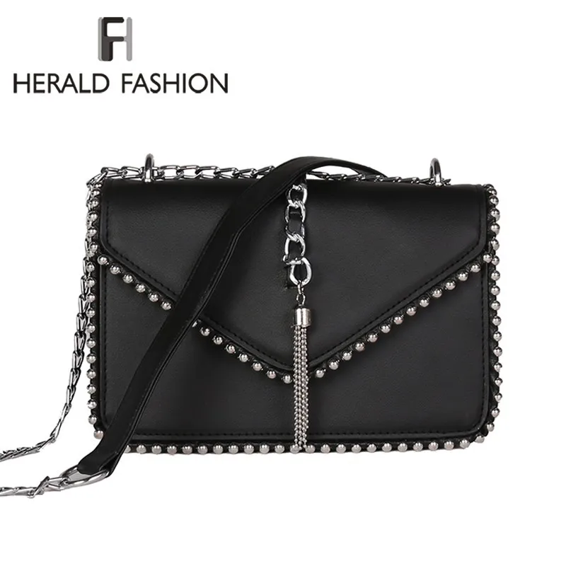 Herald Fashion Женская сумка мессенджер с кисточкой качественная кожаная женская через