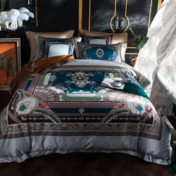 S 100 S Египетский хлопок Роскошный Королевский дизайнерский комплект постельного белья King queen размер Boho Комплект постельного белья