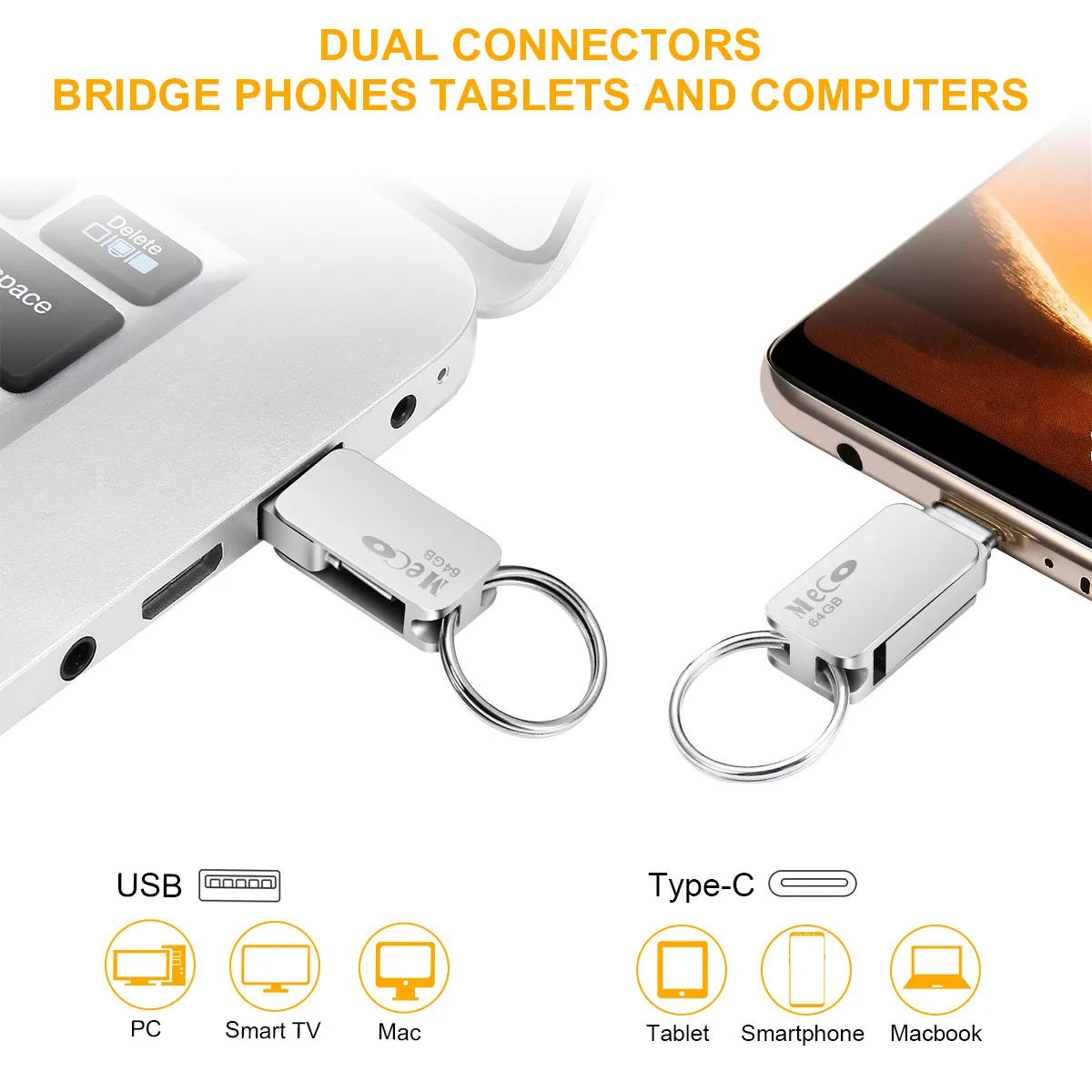 

64GB 2 In 1 USB 3.1 Gen 2 USB 3.0 And Type-C USB Flash Drive Pen Drive With OTG Function High Speed pendrive Mini Memory Stick