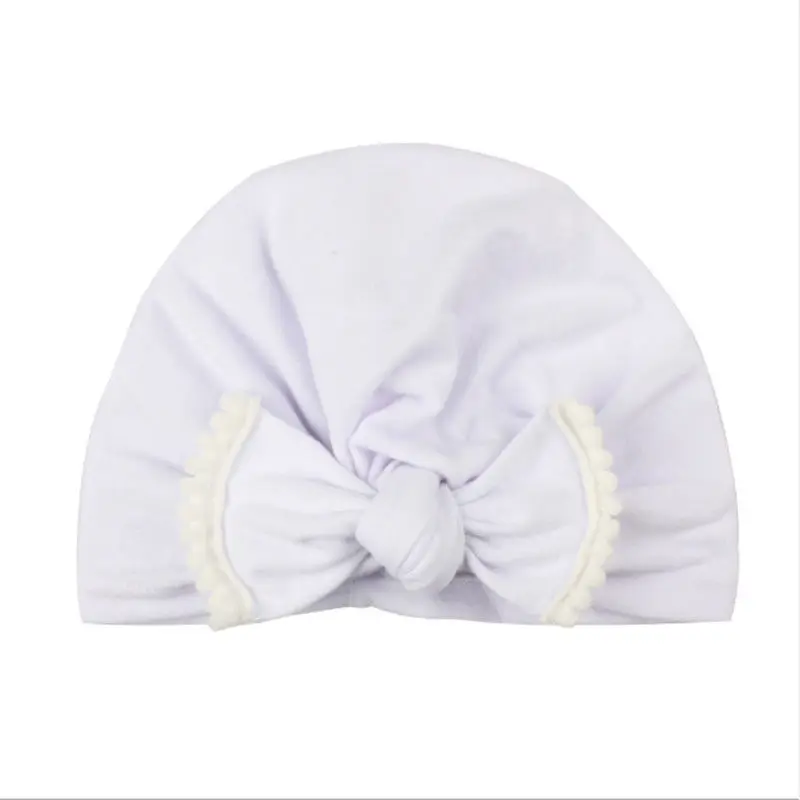 Для новорожденных и детей ясельного возраста Одежда для детей; малышей; девочек мальчиков шапки осень/зима с бантом однотонная Хлопковая шапочка шапки 6 цветов