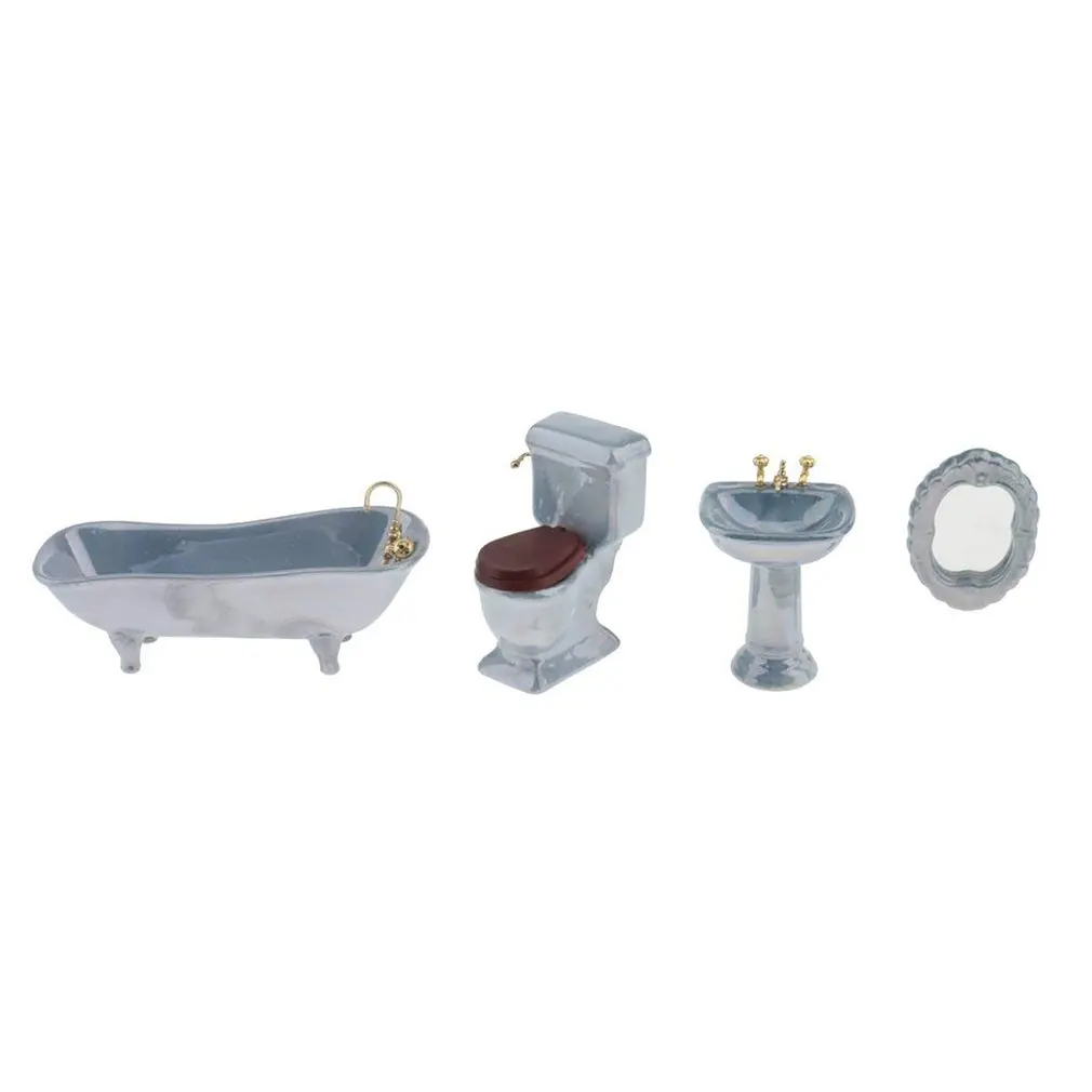إصّيص سيراميك صغير الحمام القدمين حمام حوض ToiletPedestal بالوعة و مرآة مجموعة الأزرق إصّيص سيراميك صغير الحمام القدمين حمام حوض ToiletPedestal بالوعة و مرآة مجموعة الأزرق