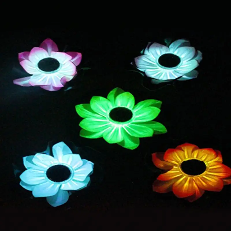 

Lotus Flower Shape Pond Lantern Light Floating Led Festival Outdoor Solar Powered Waterproof Garden Decorative Lighting Lamp