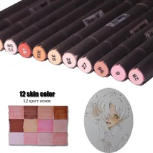 STA 12 цветов, маркеры для тонов кожи, набор, двойная головка, на спиртовой основе, художественные маркеры, профессиональные кисти, ручки для рисования, товары для рукоделия
