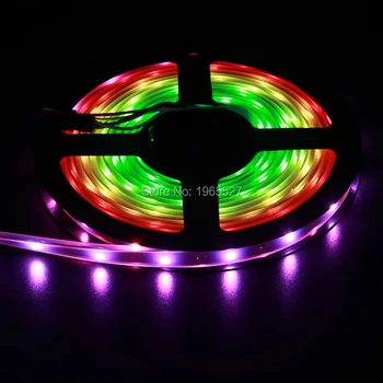 

5V 30LEDs/m RGB LED Strip WS2812B light,30Pixels/m with 30pcs WS2811 IC built-in IC 5050 SMD RGB LED,Black PCB,Waterproof IP67