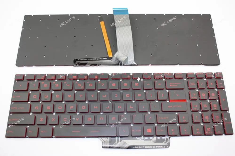 

New US English QWERTY Keyboard For MSI GV62 8RC GV62 8RD GV62 8RE GV72 7RD GV72 7RE Laptop, RED BACKLIT, NO Frame, Red Printing