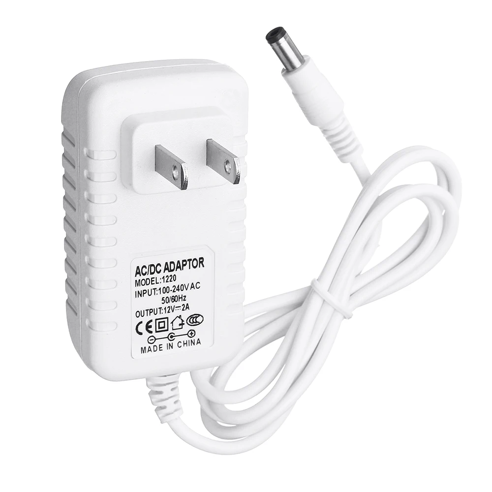 

LEORY AC 100 -240V to DC 12V 2A US Plug Power Adapter AC/DC Adapter Connector 5.5*2.1mm for LED Strip Light