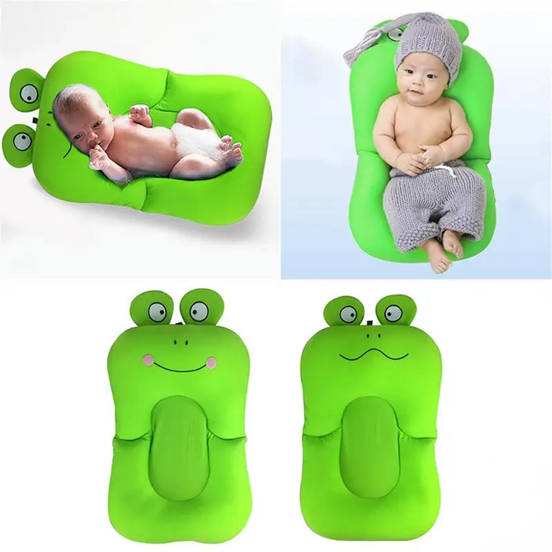 cheap Baby Portable Bath Frog Shower Cushion Mat Bed Flower Pillow Pad Newborn Bathing Non Slip Blooming Bathroom Bathtub Support Seat