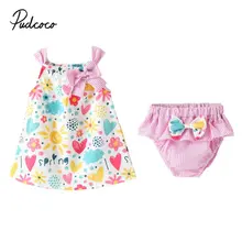 PUDCOCO/топы без рукавов с рисунком для новорожденных девочек, футболка+ шорты, комплект из 2 предметов, летняя детская одежда из хлопка для девочек 0-24 месяцев