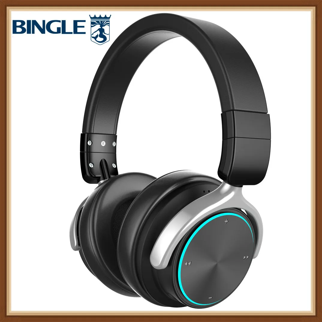 Bingle Q3 Best Premium Metal Detachable Microphone RGB Led Light Over Ear Noise Canceling Wireless Bluetooth Headset Head Phones