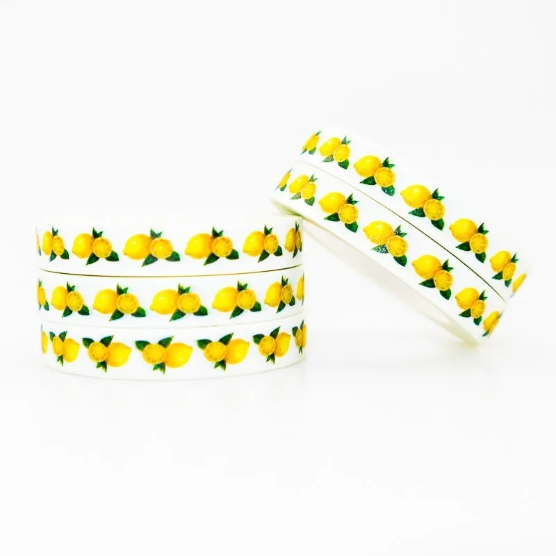 

Sour Lemon Pattern Washi Masking Tape Sticky Color Decorative Tape Set DIY Decoration Office Stationery Scrapbook 1PCS