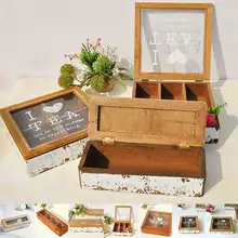6 отсек Коробка для хранения чая Деревянные ювелирные изделия ожерелье Контейнер Белый деревенский Винтаж кофе для конфет и чая ящики для хранения Органайзер