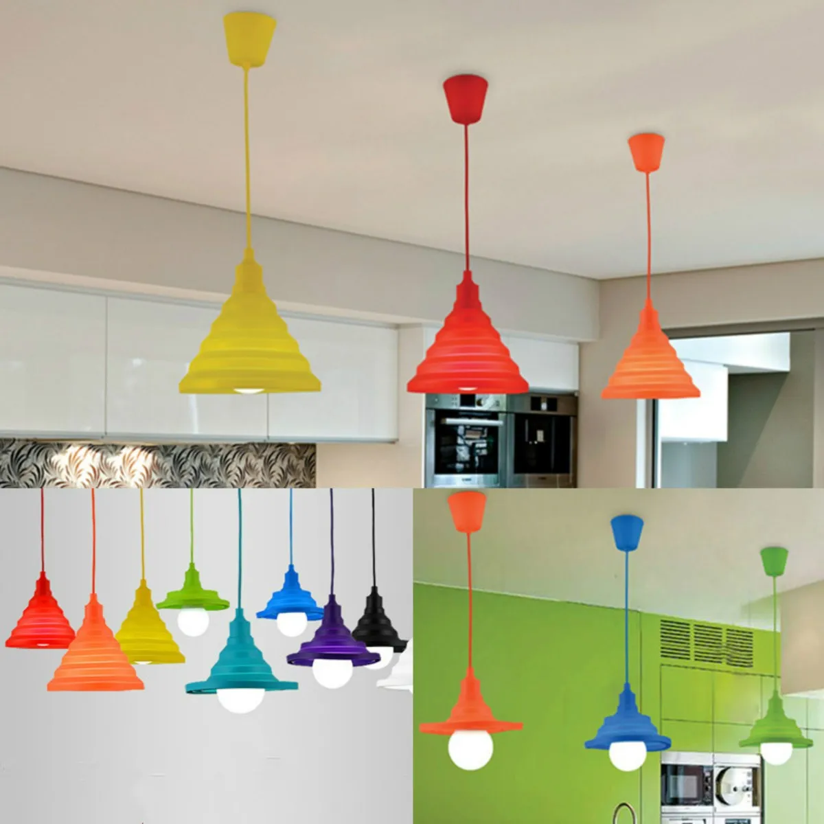 

E27/E26 Modern Colorful Silicone Pendant Lights Folding Pendant Lamps Creative&Fashion Decoration lighting for Home/Bar