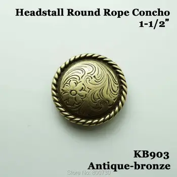 

(KB903) 10pc 1-1/2'' Western Round Rope Buttons Saddle Button Leathercraft Antique-Bronze