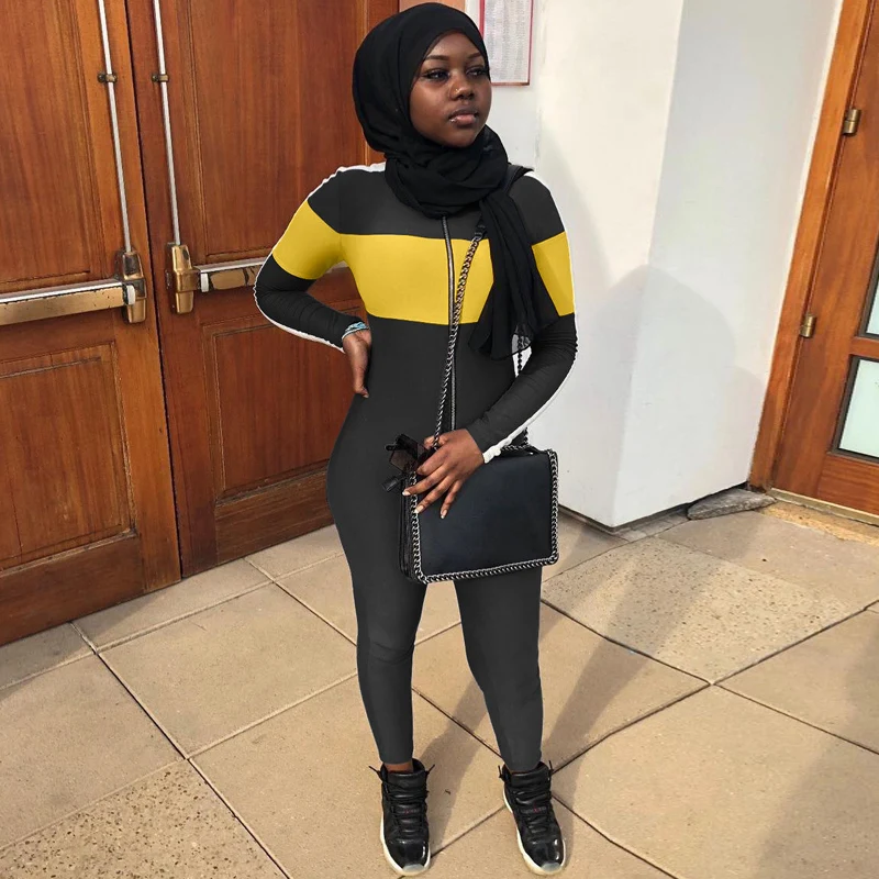 

One Piece Outfit Tracksuit Jumpsuit Zip Up Romper Tight Overalls Female Leggings Workout Sportsuit Jumpersuit Macacao Feminino