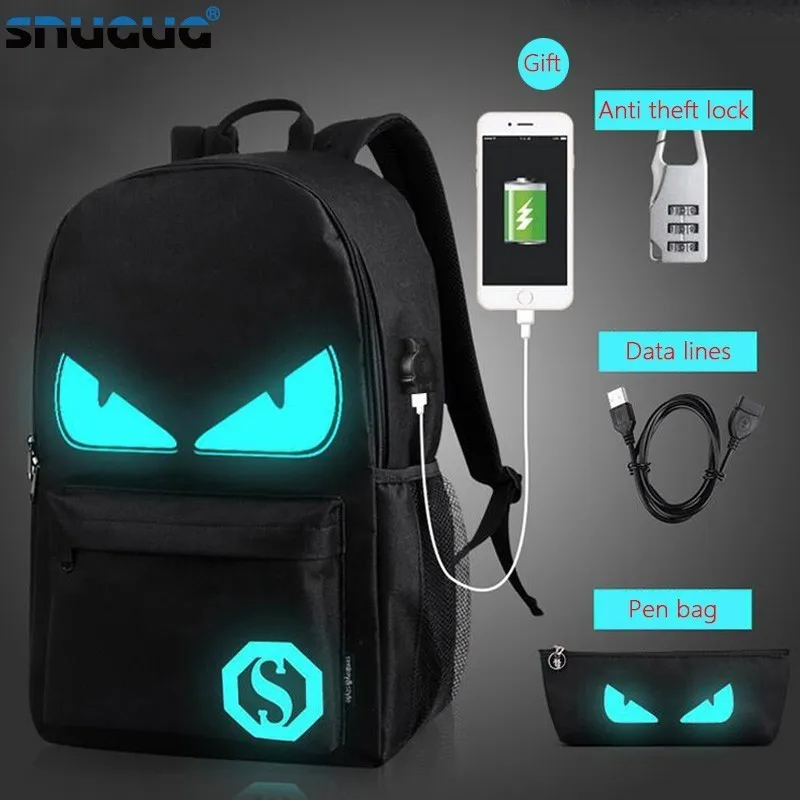 

Fashion Backpacks Student Luminous Animation School Bags For Boy Girl Teenager USB Charge Computer Anti-theft Laptop Back pack