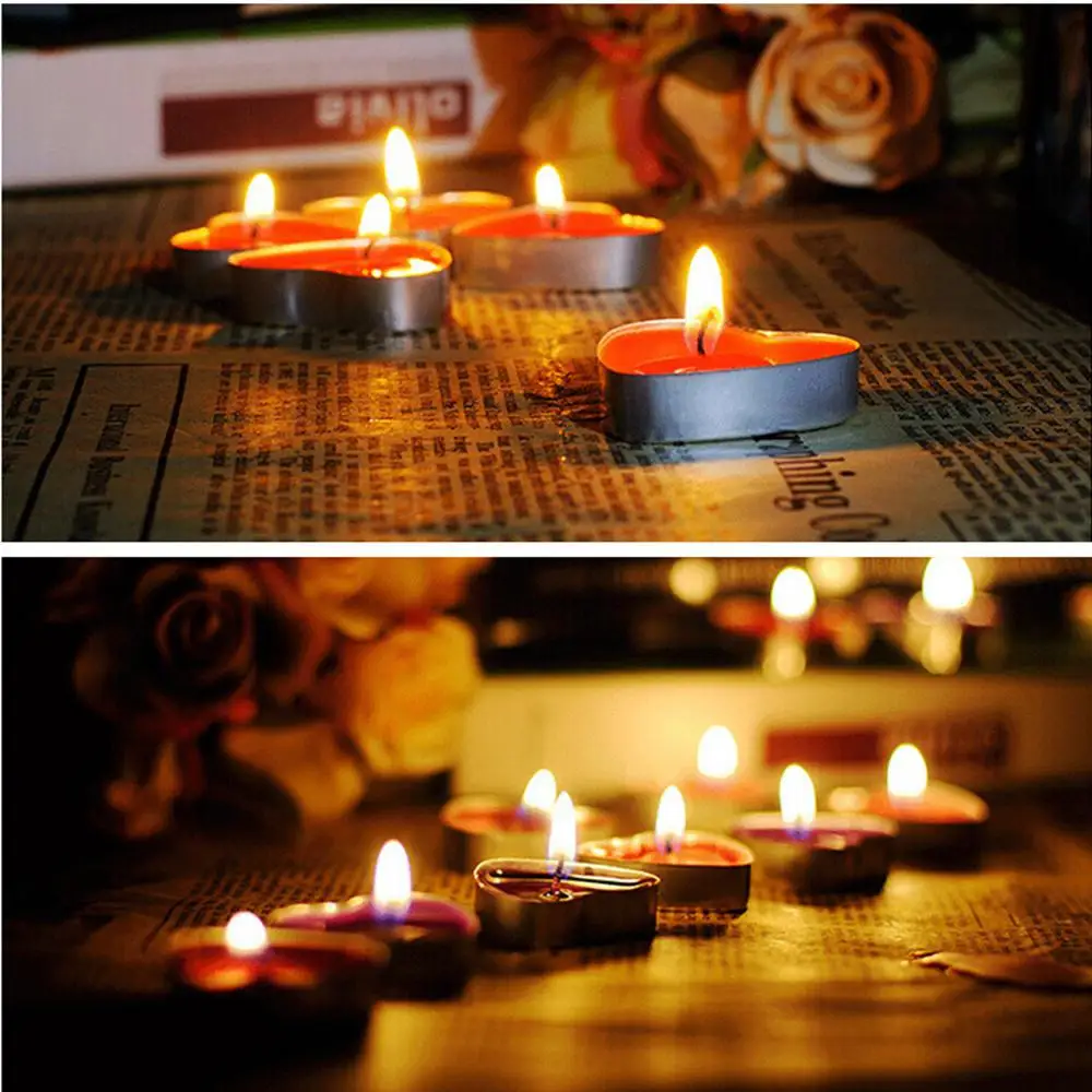 50 шт./компл. романтические декоративные маленькие свечки в форме сердца бездымного свечи для дня рождения Брак рождественские подарки