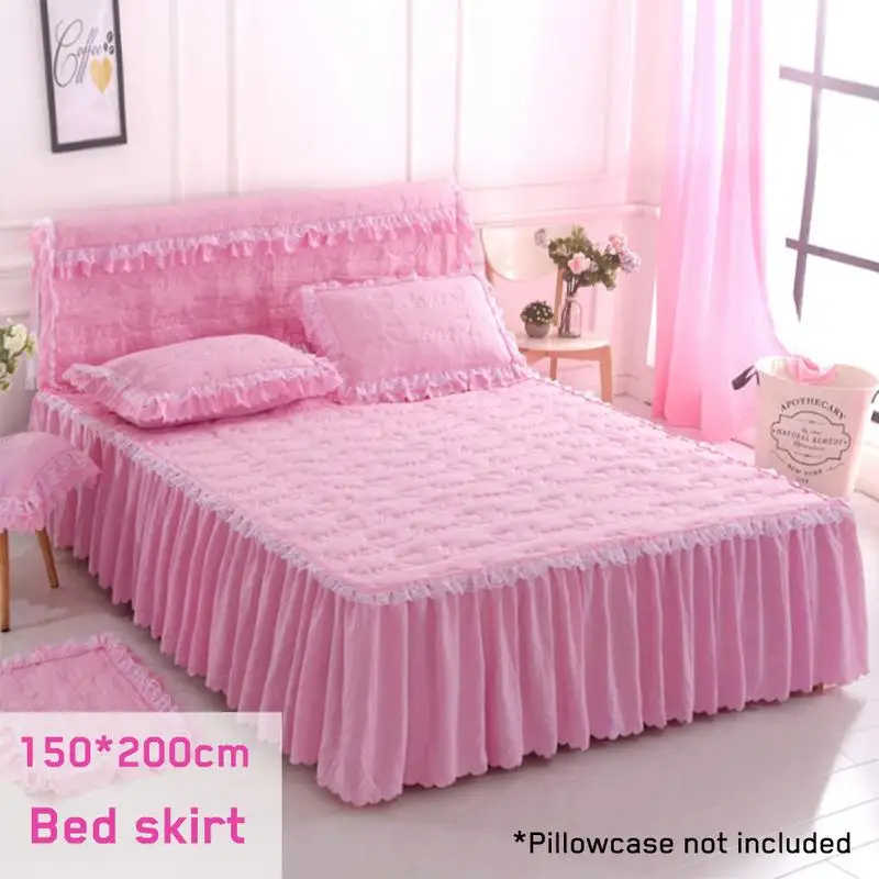 

150*200cm Washable Lace Imitation Cotton Quilted Solid Single Piece Bed Skirt Thickened Sanded Chandler Bed Cover Skirt