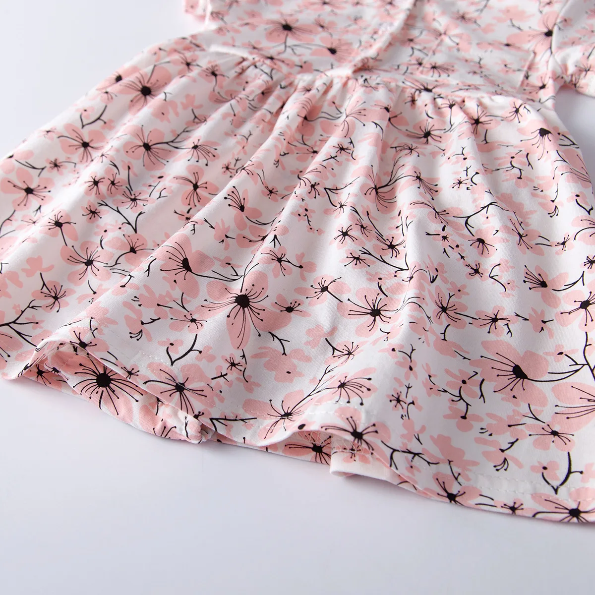 Хлопковые боди для маленьких девочек; летние розовые платья принцессы с цветочным рисунком; вечерние платья с короткими рукавами; одежда для малышей; топы для девочек; комплект одежды
