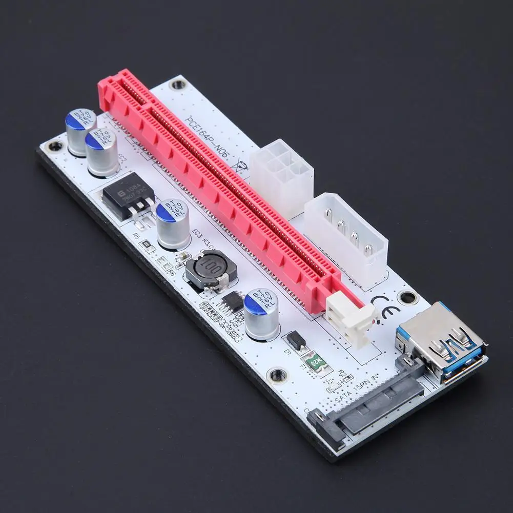 6 PCI-E 1X إلى 16x USB 3.0 موسع GPU الناهض كابل فير 008 تزوير التعدين Ethereum