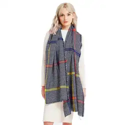 Модный большой шарф 2018 новый цветной Хаундстут кашемировый шаль Осень-зима кисточка прошитый теплый шарф
