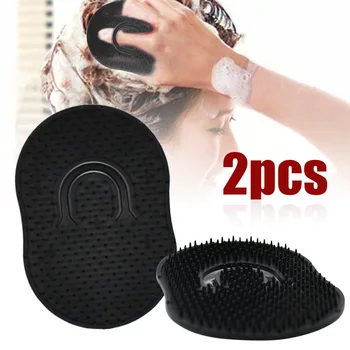 

Mayitr 2pcs Shampoo Comb Pocket Men Beard Palm Scalp Massage Black Hair Care Travel Portable Hair Brush Styling Tools