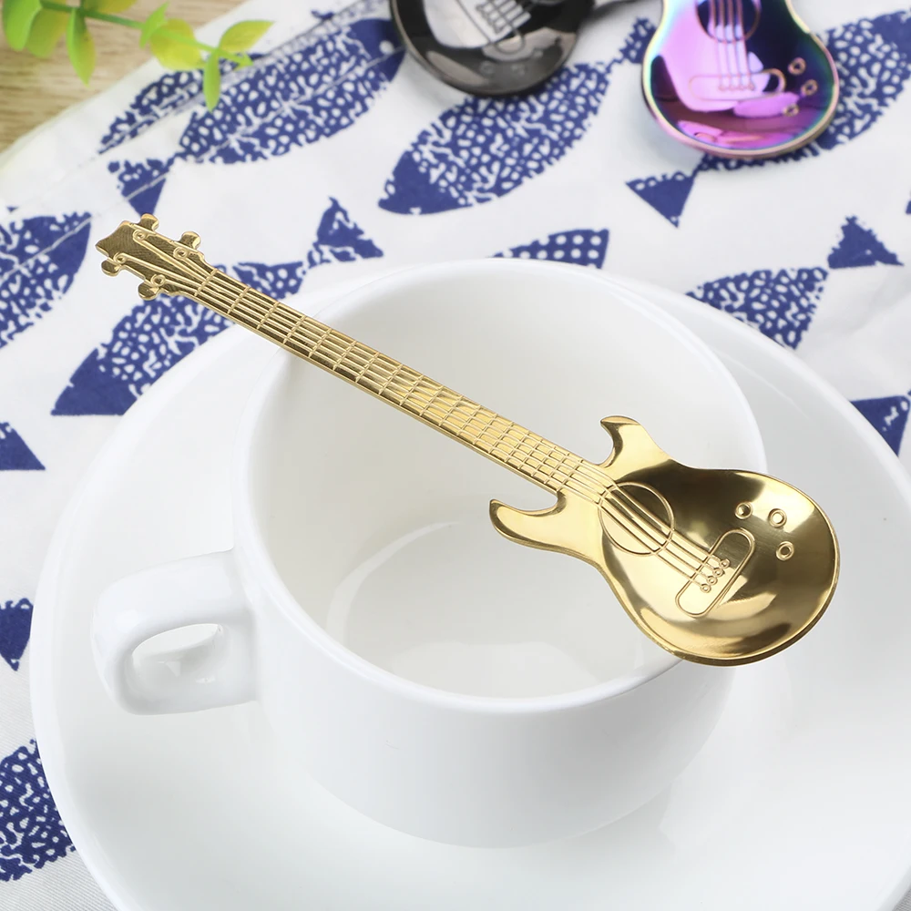 Десерт, мороженое ложки маленький чай кофе ложка с длинной ручкой гитара из нержавеющей стали ложка для закусок вечерние домашняя кухонная посуда
