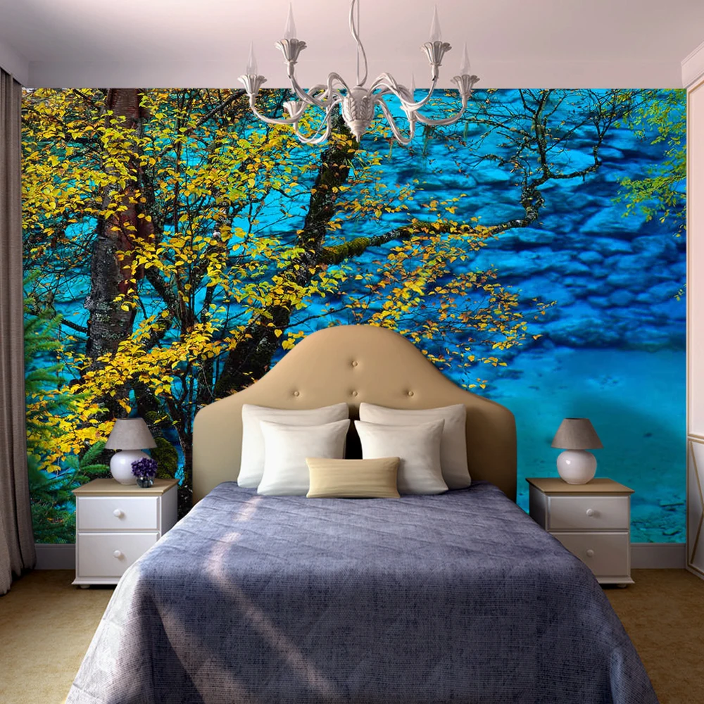 Outdoor Light Blue River Wall Mural Wallpaper Children's Room Study Bedding Kitchen Living Sofa | Обустройство дома