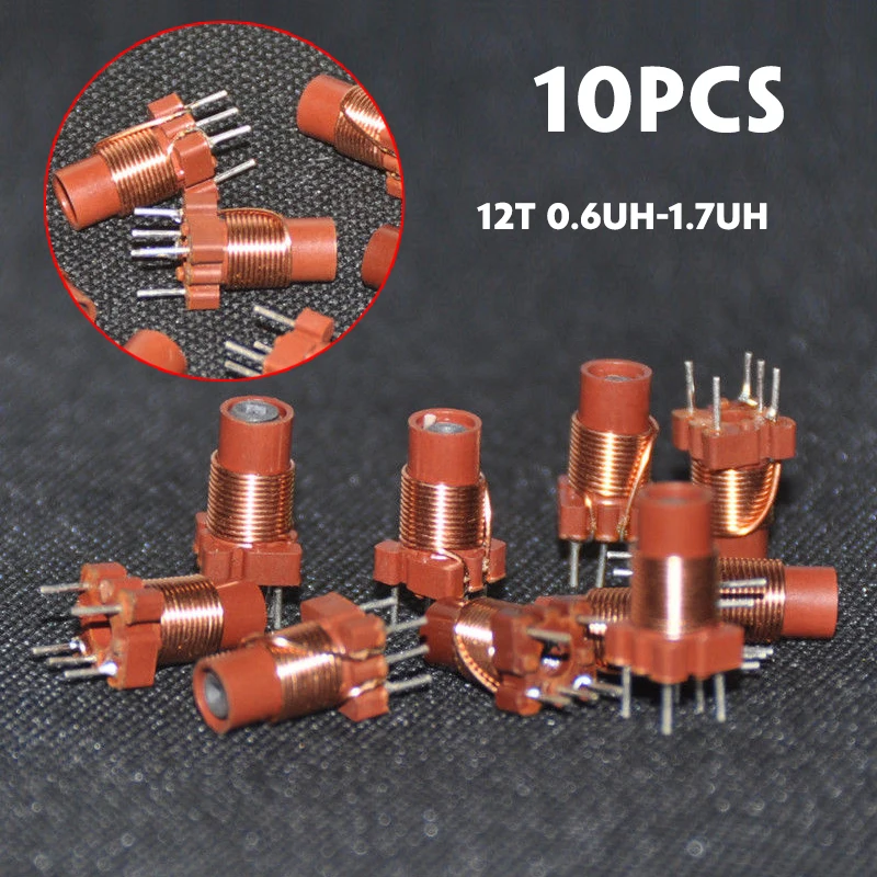 

10pcs Adjustable Inductor 12T 0.6uh-1.7uh Adjustable High-Frequency Ferrite Core Inductor Coil