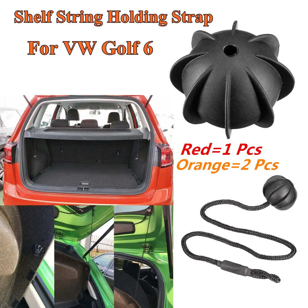 

1K6863447 A 1Pc Hatchback Parcel Shelves Trunk Lid Back Shelf String Holding Strap Rope SmallBall For VW Golf 6 GTI R20 MK5 MK6