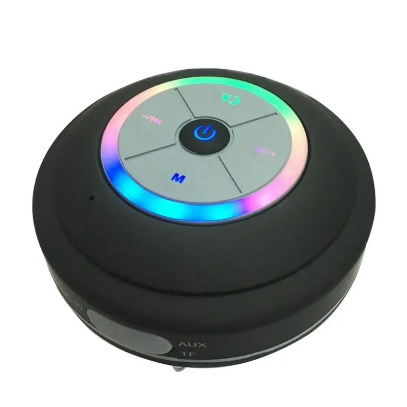 

Waterproof Bluetooth Speaker With LED Lamp Suction Cup Wireless Bathroom Car Mobile Phone Speaker Support Hands-Free Data Card