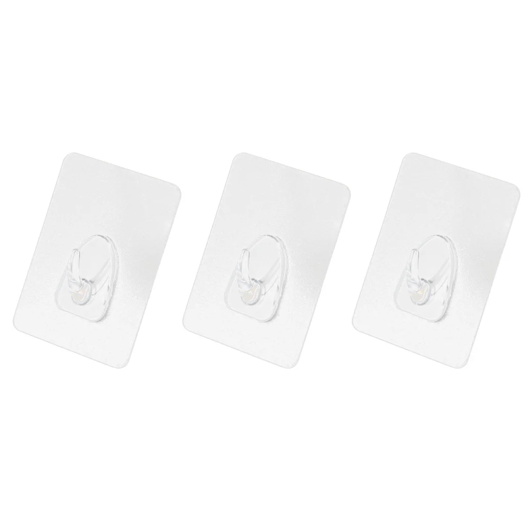 

3x Reusable Waterproof Adhesive Utility Hook Wall Door Mounted Hanger Bathroom Kitchen Hook 8x6cm