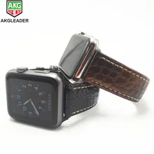 AKGLEADER для Apple Watch Series 4 40-44 мм новейший ремешок из крокодиловой кожи ремешок из натуральной кожи для 1 2 3 Ремешки для наручных часов