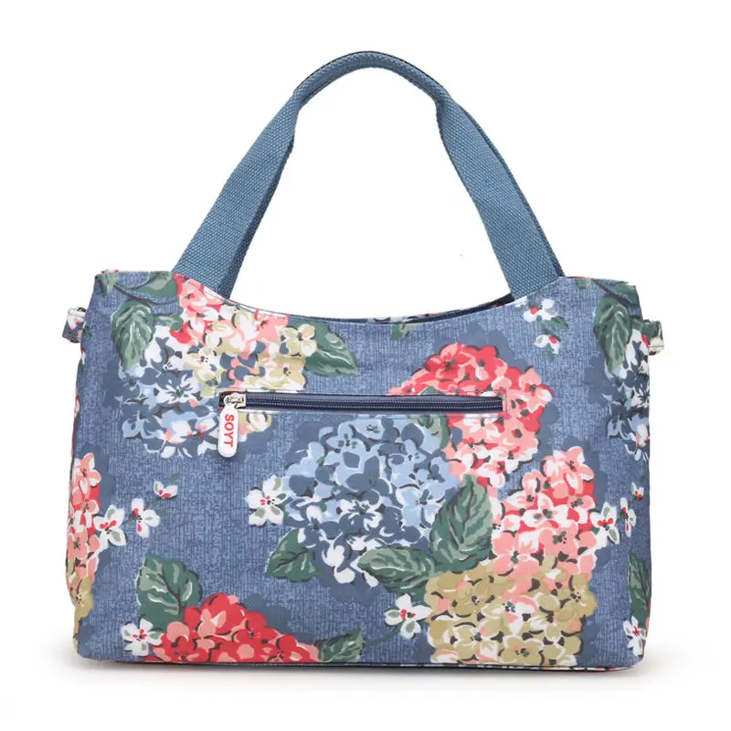 Новые модные женские повседневные сумки-тоут с цветочным принтом, Большая вместительная сумка на плечо, нейлоновые сумки, водонепроницаемые повседневные сумки для подростков