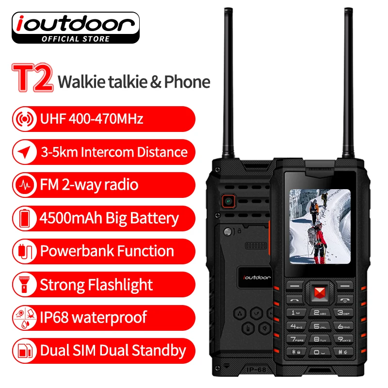 Ioutside T2 IP68 Водонепроницаемая Противоударная портативная рация FM Двухстороннее