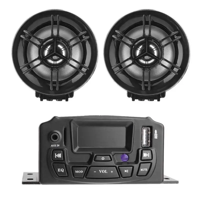 

3" LCD Display Motorcycle Speaker Stereo Sound System USB/TF Card Music MP3 Player Audio FM Radio Moto Anti-thief Loudspeaker