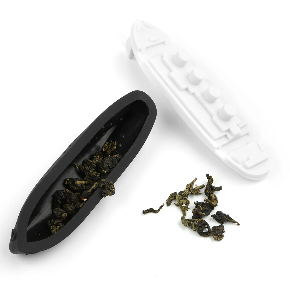 الإبداعية السفينة نمط Teaware العشبية تصفية الناشر مصفاة شاي تيتانيك شكل الشاي المساعد على التحلل فارغة سيليكون أكياس الشاي