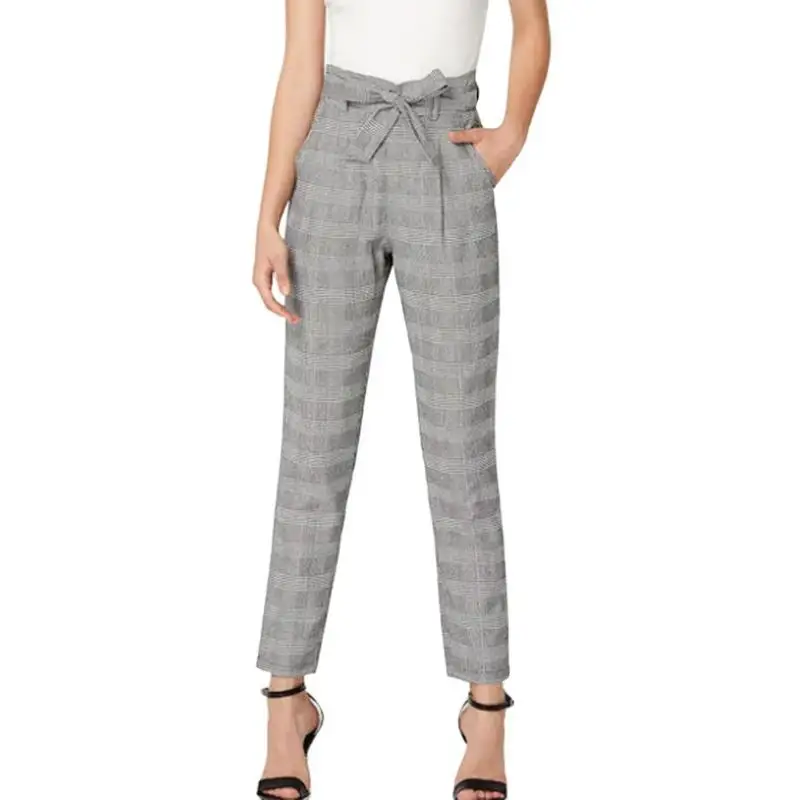 

Elegant Office Lady Plaid Print Long Harem Pants Women Pants Casual Fashion High Waist Women Summer Spring Ankle Length Pants