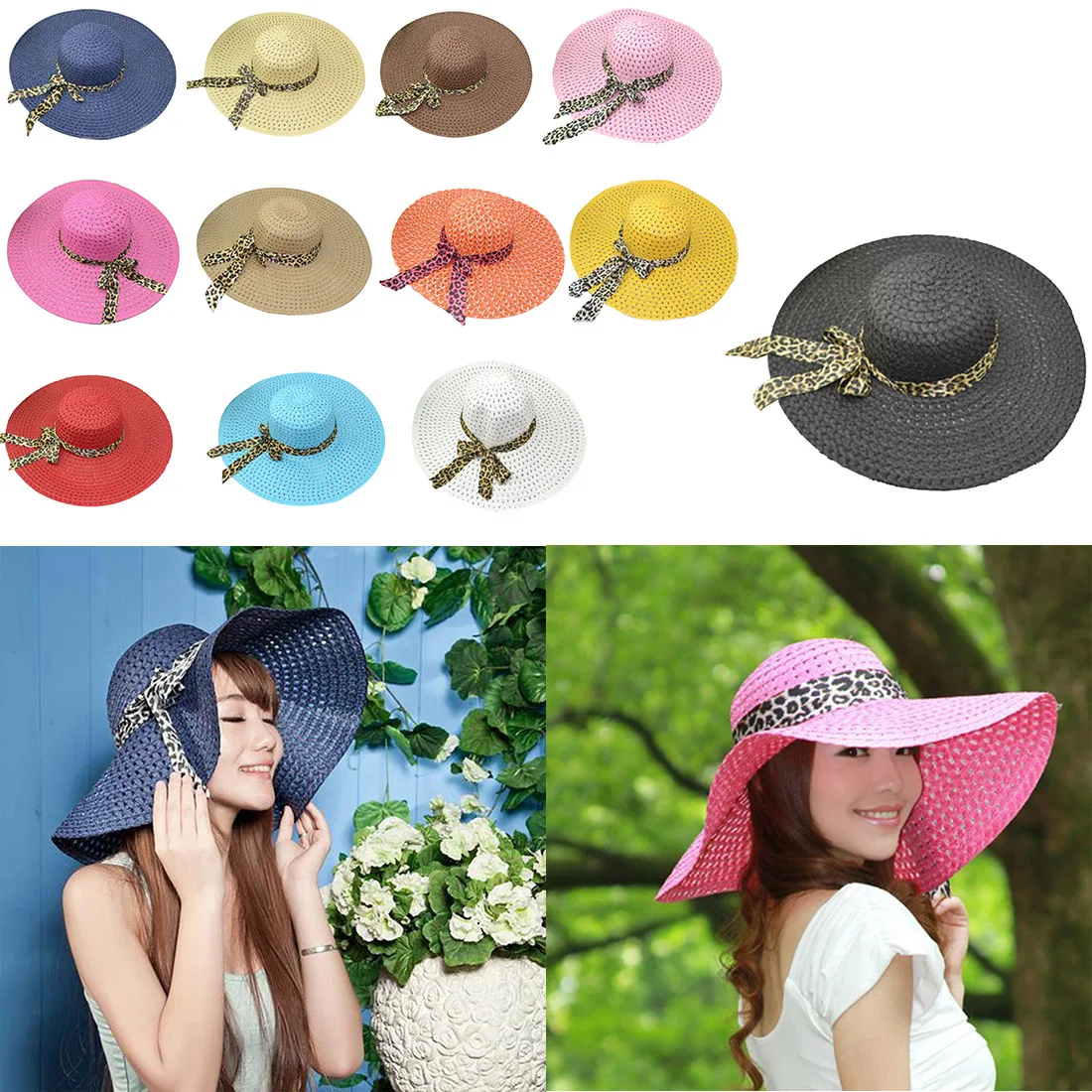 

Women Broadside Beach Hat Lady Derby Bow Cap Hot Wide Brim Floppy Fold Summer Bohemia Sun Straw Hat Chapeu De Palha