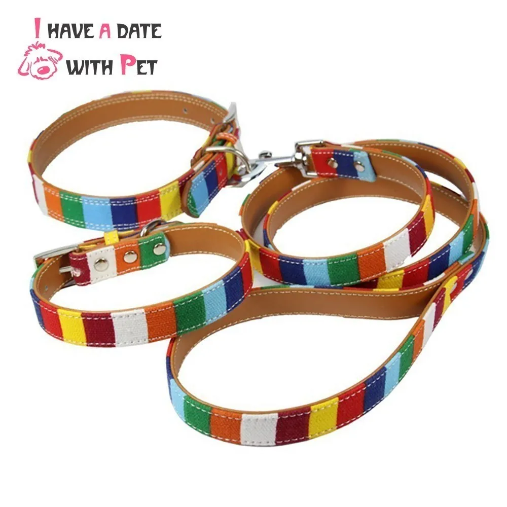 (1 collar+1 leash) S M L XL XXL Leather Dog collar Led Set Designer