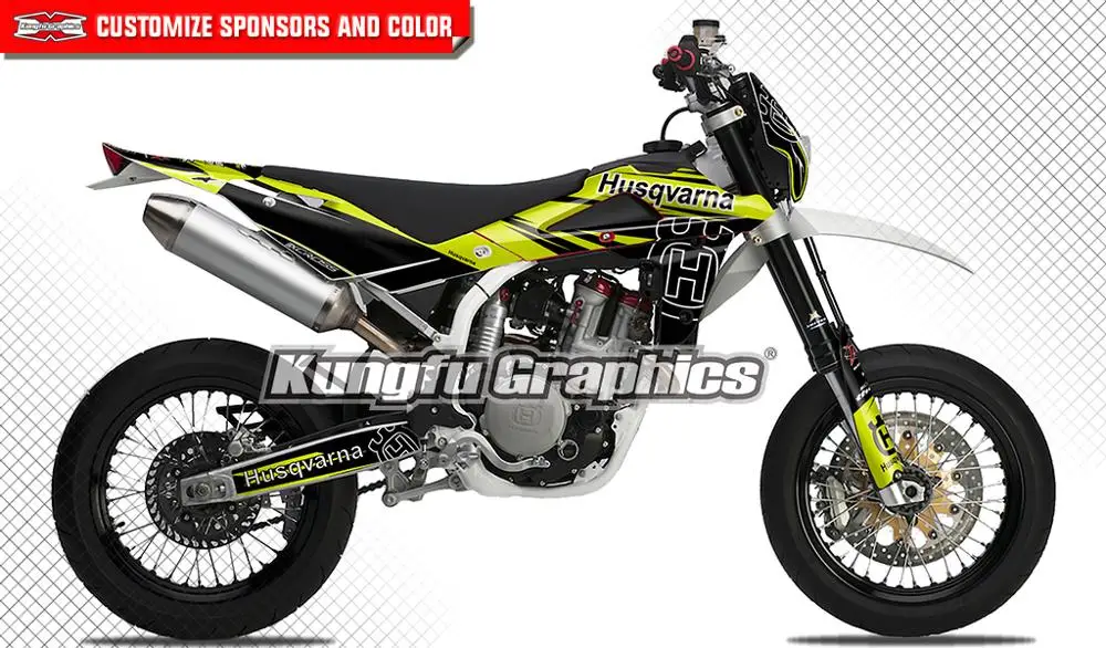 

KUNGFU GRAPHICS Motorbike Vinyl Stickers Kit Custom Decals Self Adhesive Black for Husqvarna SM SMR 450 510 530 2008 2009 2010