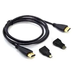 3 в 1 HDMI для Mini & Micro HDMI V1.4 конвертер Кабель-адаптер Черный
