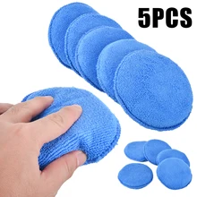 Affordable  5Pcs/set Universal Microfibre Car Waxing Polish Foam Sponge Wax Applicator Cleaning Detailing Pads Blue  Cheap