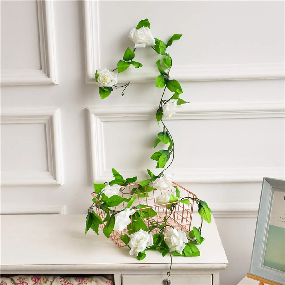 

Artificial Rose Silk Flower Garland Decor Gift Hanging Fake Silk Ivy Vine Part