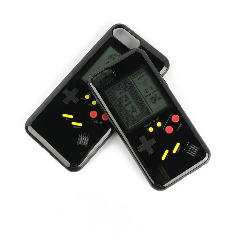

DOITOP Newest Original Tetris Game Consoles Mini Handheld Game Player Built-in 8 Games Phone Case For Iphone X 6s 7 8 Plus Gift